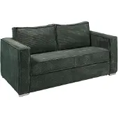 Vente-unique Schlafsofa mit Matratze 3-Sitzer - Cord - Tannengrün - Liegefläche 140 cm - Matratze 14 cm - LORETO
