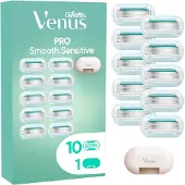 Gillette Venus Pro Smooth Sensitive Rasierklingen Damen, 10 Original Ersatzklingen für Damenrasierer, Nassrasierer Damen für Empfindliche Haut — Inkl. Reiseschutzkappe 10 Klingen + Schutzkappe