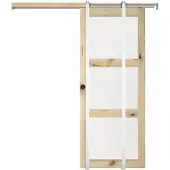 Vente-unique Schiebetür mit Galandage-System mit 3 Fenstern - 205 x 83 cm - Holz - Sicherheitsglas - ACOSTA II