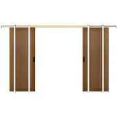 Vente-unique Versenkbare Doppelschiebetür aus MDF und Holz natur dunkel - 2 x H 205 x B 63 cm - SANDORA