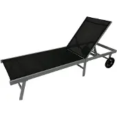 Freital Handels GmbH Gartenliege Aluminium und Textilgewebe Schwarz und Silber