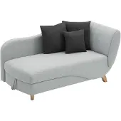 Vente-unique PENELOPE Chaiselongue aus hellgrauem Stoff mit Stauraum für Bettzeug