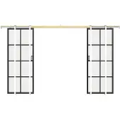 Vente-unique Doppel-Schiebetür mit Galandage-System - Aluminium & Sicherheitsglas - 2 x 205 cm x 83 cm - WILDEN II