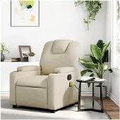 Markenlos Massagesessel Creme Kunstleder Gaming Sessel
