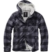 Brandit Lumber Jacket Hooded Herren, mit Kapuze (Black/Grey) Größe M