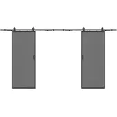 Vente-unique Doppel-Schiebetür mit Laufschienensystem - Aluminium & rauchfarbenes Sicherheitsglas - 2 x 205 x 83 cm - LINCI II