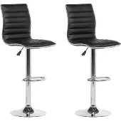 Beliani Barhocker 2er Set Schwarz Kunstleder Silber Metall Höhenverstellbar Modern Wohnzimmer Esszimmer Möbel