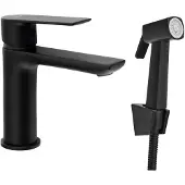 Aqualine Waschtischarmatur mit Bidet Handbrause, Schwarz matt