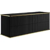 Vente-unique Hängender Waschbeckenunterschrank mit Rillenmuster und goldenem Rand – Schwarz – 150 cm – KELIZA