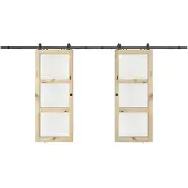 Vente-unique Wandschiebetüren aus Holz und gehärtetem Glas - 3 Fenster - 2 x H 205 x B 73 cm - ACOSTA II