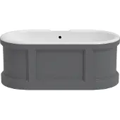 Vente-unique Freistehende Badewanne im rustikalen Stil - Grau matt - 161 l - 152 x 74 x 60 cm - CAVASO