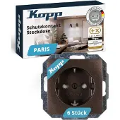 Kopp PARIS Schutzkontaktsteckdosen Palisander-Braun 6 Stück