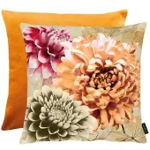 Apelt Dekokissen "Dahlia", orange (orange, pink, beige, geblümt), B:46cm L:46cm, Obermaterial: 100% Polyester, Dekokissen_Sitzkissen_Kissenhüllen, Dekokissen