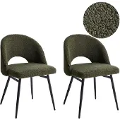 Beliani Esszimmerstuhl 2er Set Dunkelgrün Bouclé Stoffbezug mit Schwarzen Beinen aus Metall Modern Wohnzimmer Esszimmer Küche Ausstattung Möbel