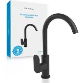 Bächlein Universal Küchenarmatur Matt Schwarz – Spültischarmatur mit 360° schwenkbarem Auslauf, moderner Wasserhahn für die Küche