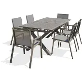 DCB Groupe 6-Sitzer-Garten-Essgruppe aus Quarzaluminium