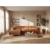 Vente-unique EXCELSIOR II Leder-Ecksofa - Caramel - Linkes Ecksofa