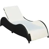 Furnicato Sonnenliege mit Polsterauflage Poly Rattan Schwarz