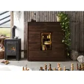 MASSIVMOEBEL24.DE Highboard Akazie 145x40x153 dunkelbraun lackiert BARK #207