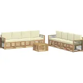 vidaXL Outdoor-Sofagarnitur 9 stk. Weiß und Creme Polyester