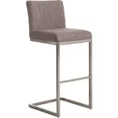 TPFLiving Barhocker Paragon Gestell Edelstahl Stoff Grau