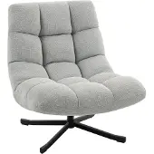 HOMCOM Sessel Drehbar Loungesessel mit Breiter Sitzfläche Chenille-Optik Grau