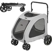 OEM Hundebuggy 79x91x113cm 16kg Tragfähigkeit Aluminiumrahmen 4 EVA Räder