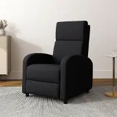 Sweiko Relaxsessel, Fernsehsessel mit Liegefunktion, gepolstert, mit verstellbarer Rückenlehne, Fußteil, Schwarz