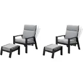 Markenlos 2 x Relaxsessel mit Hocker Max, verstellbare Rückenlehne