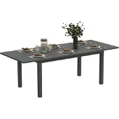Outsunny Gartentisch Erweitert Aluminium 160/220x90 cm Wetterfest Balkontisch