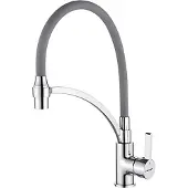 OEM Küchenarmatur mit Duscharmatur, einarmiger, grauer, flexibler Abfluss, Chrom