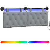 Syfax Hängendes Kopfteil Mit LED Licht Hellgrau Stoff