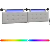 Syfax Hängendes Kopfteil Mit LED Licht Wolkengrau Stoff