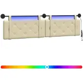 Syfax Hängendes Kopfteil Mit LED Licht Creme Kunstleder