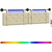 Syfax Hängendes Kopfteil Mit LED Licht Creme Kunstleder