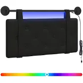 Syfax Hängendes Kopfteil Mit LED Licht Schwarz Kunstleder