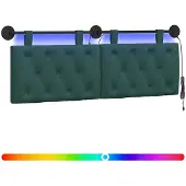 Syfax Hängendes Kopfteil Mit LED Licht Dunkelgrün Stoff