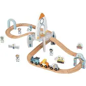 Tooky Toy Weltraumbahn-Gleisset aus Holz