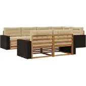 vidaXL Outdoor-Sofagarnitur 7 Stk. Natur und Beige