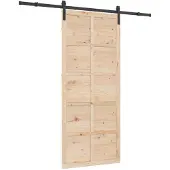 vidaXL Schiebetür Natur 80 x 208 cm Massives Kiefernholz