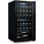 Klarstein Weinkühlschrank, 2 Zonen Getränkekühlschrank Klein, Freistehender Kleiner Weinschrank 80L, Wein-Kühlschrank mit Glastür, Indoor/Outdoor Flaschenkühlschrank, Wine Fridge 29 Flaschen