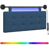 Syfax Hängendes Kopfteil Mit LED Licht Blau Stoff