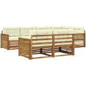 vidaXL Outdoor-Sofagarnitur 7 stk. Natur und Creme