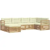 vidaXL Outdoor-Sofagarnitur 6 stk. Weiß und Creme Polyester