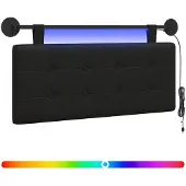 Syfax Hängendes Kopfteil Mit LED Licht Schwarz Kunstleder
