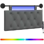 Syfax Hängendes Kopfteil Mit LED Licht Dunkelgrau Stoff