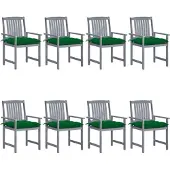 vidaXL Gartenstühle mit Kissen 8 Stk. Massivholz Akazie Grau