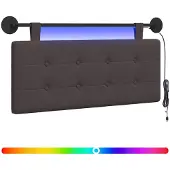 Syfax Hängendes Kopfteil Mit LED Licht Dunkelbraun Stoff