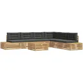 vidaXL 8 pcs Outdoor-Sofagarnitur Polyester Weiß