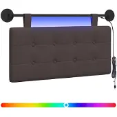 Syfax Hängendes Kopfteil Mit LED Licht Dunkelbraun Stoff
